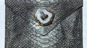 Embossed croc clutch